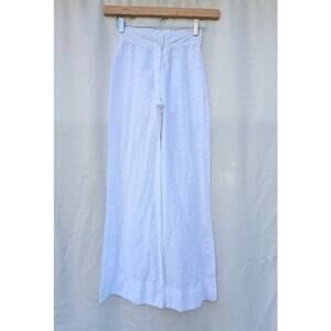 Juniors White High Rise‎ Wide Leg Swim Cover Pants 5/6 Boho Beach Eyelet Coastal